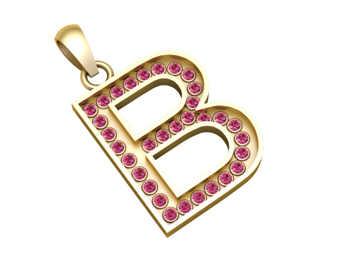B ALPHBETS GOLD PENDANT 3D PRINTABLE MODEL 3D प्रिंट मॉडल
