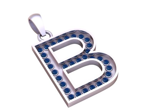 B ALPHBETS GOLD PENDANT 3D PRINTABLE MODEL 3D 打印模型
