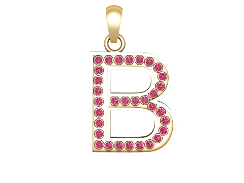 B ALPHBETS GOLD PENDANT 3D PRINTABLE MODEL 3D 打印模型