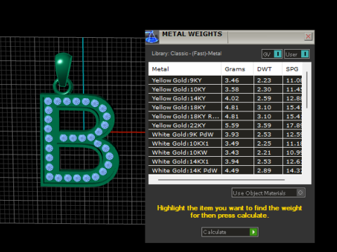 B ALPHBETS GOLD PENDANT 3D PRINTABLE MODEL 3D 打印模型