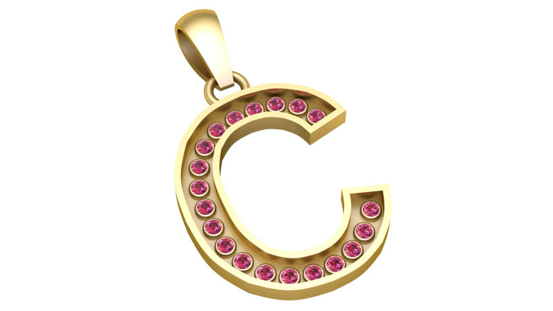 C ALPHABETS GOLD PENDANT 3D PRINTABLE MODEL 3D 프린트 모델 .c4d .max .obj .3ds .fbx .stl .blend 