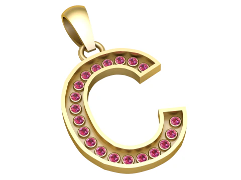 C ALFABETOS PINGENTE DE OURO 3D IMPRIMíVEL MODELO Modelo de Impressão 3D