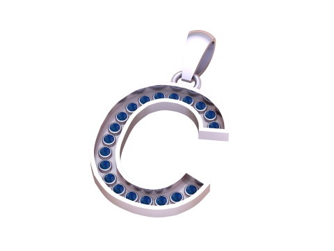 C ALPHABETS GOLD PENDANT 3D PRINTABLE MODEL 3D 프린트 모델