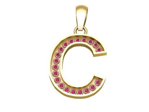 C ALPHABETS GOLD PENDANT 3D PRINTABLE MODEL 3D 프린트 모델