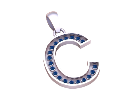 C ALPHABETS GOLD PENDANT 3D PRINTABLE MODEL 3D 프린트 모델