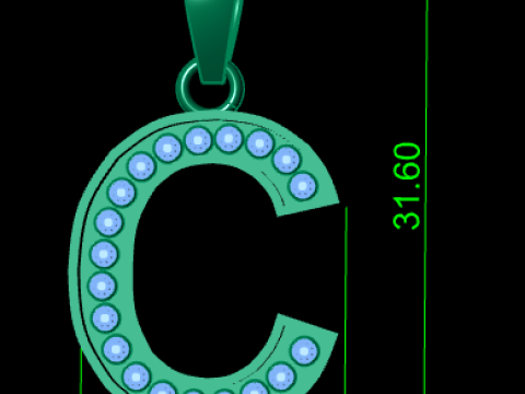 C ALPHABETS GOLD PENDANT 3D PRINTABLE MODEL 3D 프린트 모델