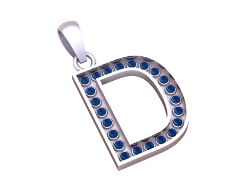 D ALPHBETS GOLD PENDANT 3D Print Model