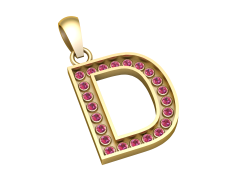 D ALPHBETS GOLD PENDANT Model Cetak 3D