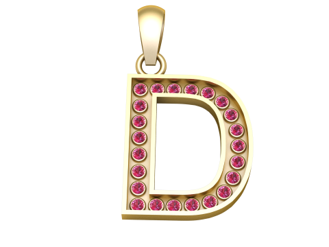 D ALPHBETS GOLD PENDANT Model Cetak 3D