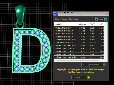 D ALPHBETS GOLD PENDANT Model Cetak 3D