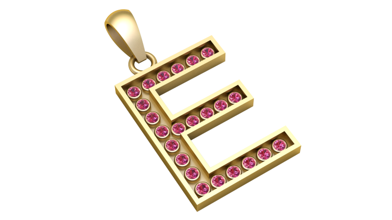 E ALPHABETS GOLD PENDANT 3D PRINTABLE MODEL 3D 打印模型 .c4d .max .obj .3ds .fbx .stl .blend
