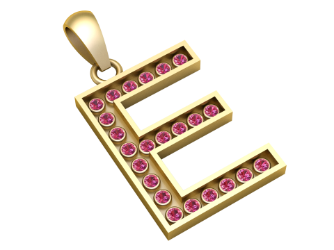 E ALPHABETS GOLD PENDANT 3D PRINTABLE MODEL Modelo de Impressão 3D