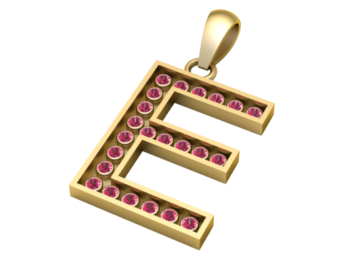 E ALPHABETS GOLD PENDANT 3D PRINTABLE MODEL 3D 打印模型