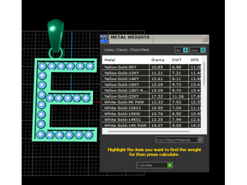 E ALPHABETS GOLD PENDANT 3D PRINTABLE MODEL 3D 打印模型