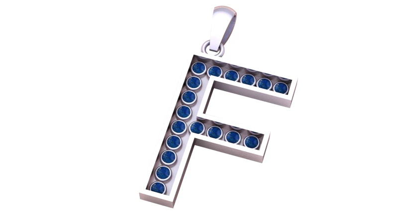 F ALFABETO PINGENTE DE OURO 3D IMPRIM&iacute;VEL MODELO Modelo de Impressão 3D .c4d .max .obj .3ds .fbx .stl .blend 