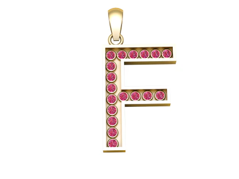 F ALFABETO PINGENTE DE OURO 3D IMPRIM&iacute;VEL MODELO Modelo de Impressão 3D