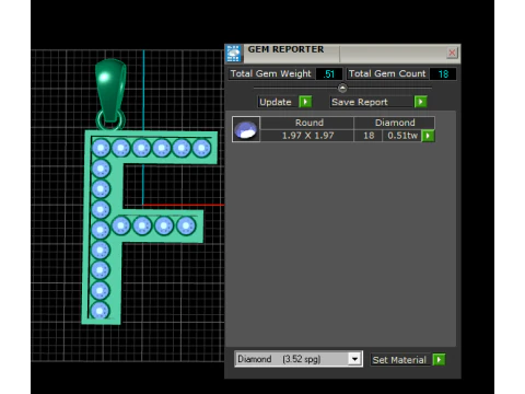 F ALFABETO PINGENTE DE OURO 3D IMPRIM&iacute;VEL MODELO Modelo de Impressão 3D