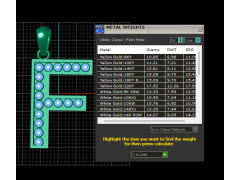 F ALFABETO PINGENTE DE OURO 3D IMPRIM&iacute;VEL MODELO Modelo de Impressão 3D
