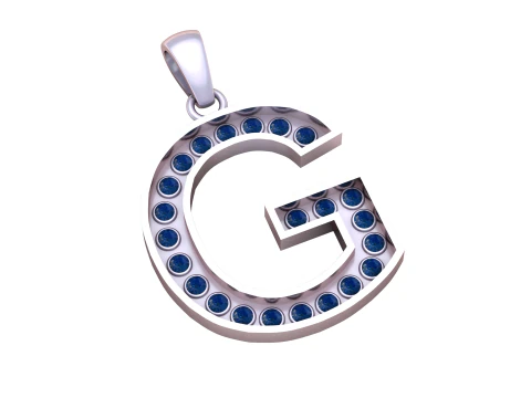 G ALFABETOS PINGENTE DE OURO 3D IMPRIM&iacute;VEL MODELO Modelo de Impressão 3D