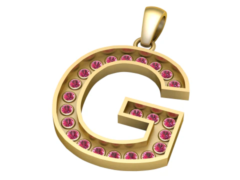 G ALFABETOS PINGENTE DE OURO 3D IMPRIM&iacute;VEL MODELO Modelo de Impressão 3D