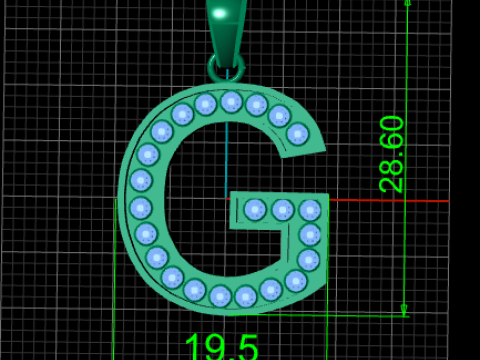 G ALPHBETS GOLD PENDANT 3D PRINTABLE MODEL 3D 프린트 모델