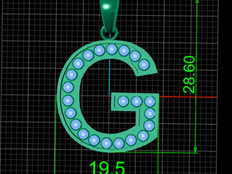 G ALFABETOS PINGENTE DE OURO 3D IMPRIM&iacute;VEL MODELO Modelo de Impressão 3D