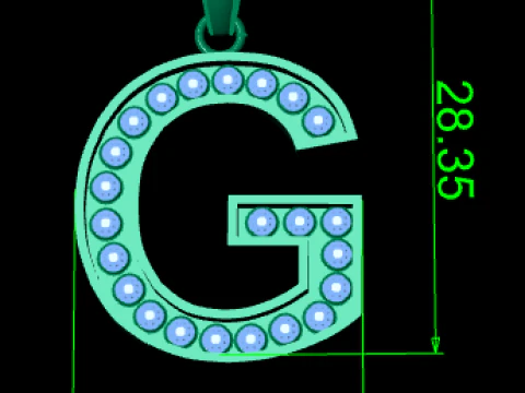 G ALFABETOS PINGENTE DE OURO 3D IMPRIM&iacute;VEL MODELO Modelo de Impressão 3D