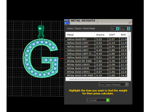 G ALFABETOS PINGENTE DE OURO 3D IMPRIM&iacute;VEL MODELO Modelo de Impressão 3D