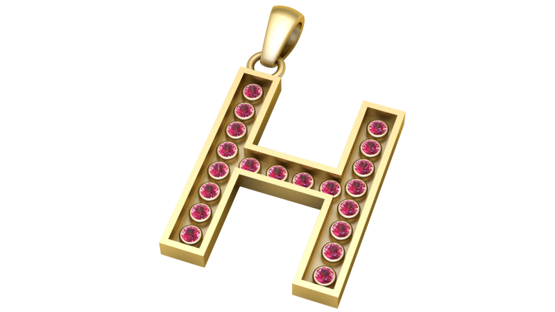 H ALPHABETS GOLD PENDANT 3D PRINTABLE MODEL Modello di stampa 3D .c4d .max .obj .3ds .fbx .stl .blend 