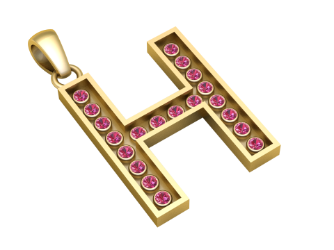 H ALPHABETS GOLD PENDANT 3D PRINTABLE MODEL Modello di stampa 3D