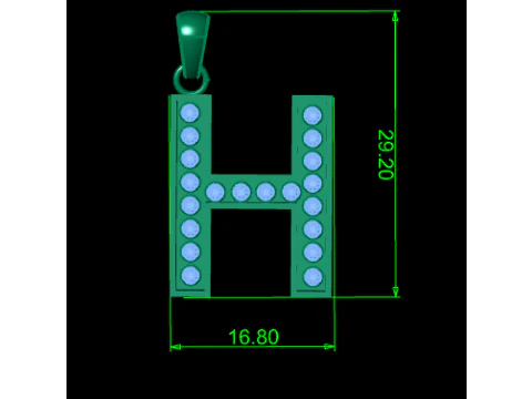 H ALPHABETS GOLD PENDANT 3D PRINTABLE MODEL 3D Print Model