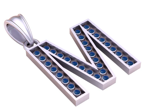 M ALPHABTTES PINGENTE DE OURO 3D IMPRIM&iacute;VEL MODELO Modelo de Impressão 3D