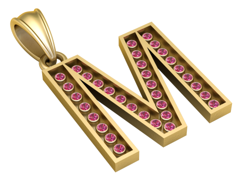 M ALPHABTTES GOLD PENDANT 3D PRINTABLE MODEL Modello di stampa 3D