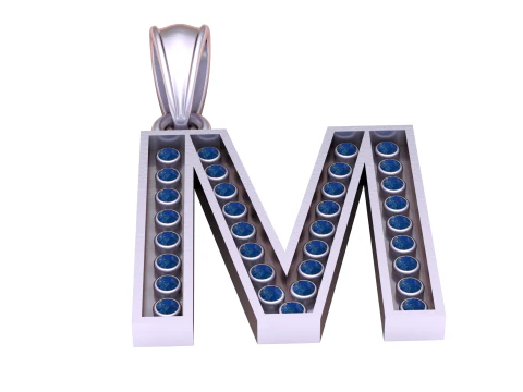 M ALPHABTTES PINGENTE DE OURO 3D IMPRIM&iacute;VEL MODELO Modelo de Impressão 3D