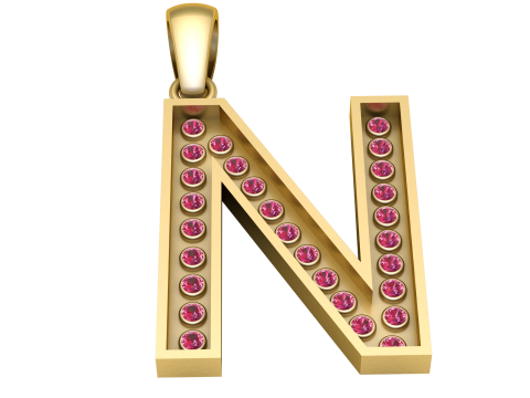 N ALPHBETS GOLD PENDANT 3D PRINTABLE MODEL 3D 프린트 모델