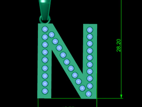 N ALPHBETS GOLD PENDANT 3D PRINTABLE MODEL 3D Print Model