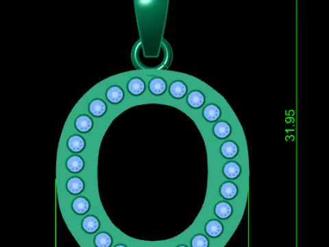 9O ALFABETOS PINGENTE DE OURO 3D IMPRIM&iacute;VEL MODELO Modelo de Impressão 3D