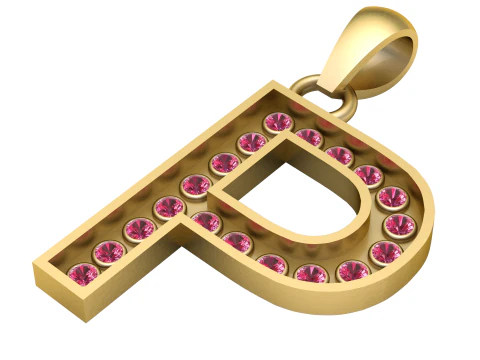 P ALHBETS PINGENTE DE OURO 3D IMPRIM&iacute;VEL MODELO Modelo de Impressão 3D