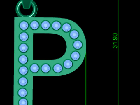 P ALHBETS PINGENTE DE OURO 3D IMPRIM&iacute;VEL MODELO Modelo de Impressão 3D