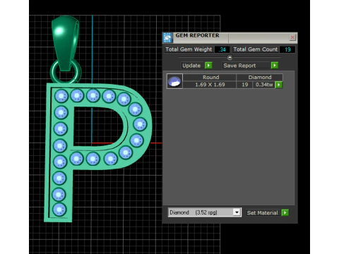 P ALHBETS PINGENTE DE OURO 3D IMPRIM&iacute;VEL MODELO Modelo de Impressão 3D