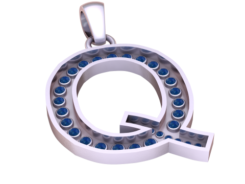 Q ALPHABETS GOLD PENDANT 3D PRINTABLE MODEL 3D 打印模型