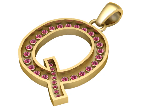 Q ALFABETOS PINGENTE DE OURO 3D IMPRIM&iacute;VEL MODELO Modelo de Impressão 3D