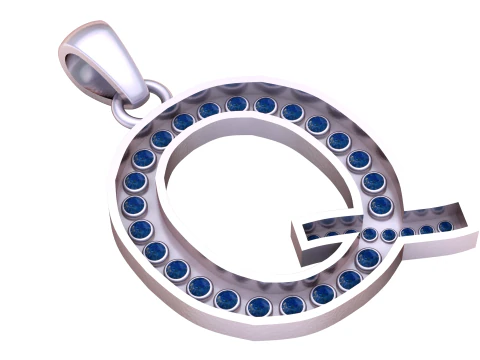 Q ALFABETOS PINGENTE DE OURO 3D IMPRIM&iacute;VEL MODELO Modelo de Impressão 3D