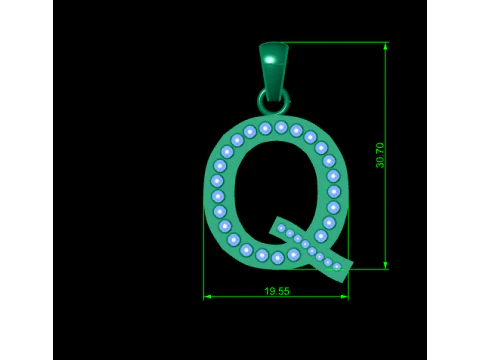 Q ALFABETOS PINGENTE DE OURO 3D IMPRIM&iacute;VEL MODELO Modelo de Impressão 3D
