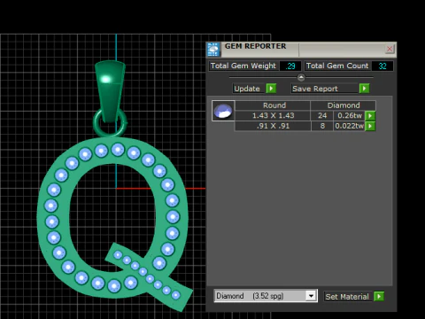 Q ALFABETOS PINGENTE DE OURO 3D IMPRIM&iacute;VEL MODELO Modelo de Impressão 3D