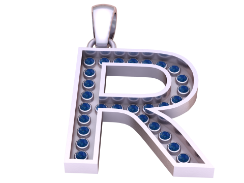 R ALPHABETS GOLD PENDANT 3D PRINTABLE MODEL Model do druku 3D
