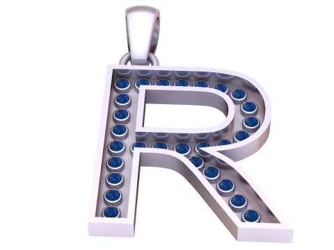 R ALFABETOS PINGENTE DE OURO 3D IMPRIM&iacute;VEL MODELO Modelo de Impressão 3D