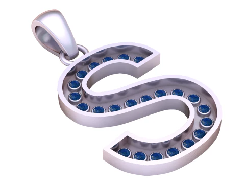 S ALFABETOS PINGENTE DE OURO 3D IMPRIM&iacute;VEL MODELO Modelo de Impressão 3D