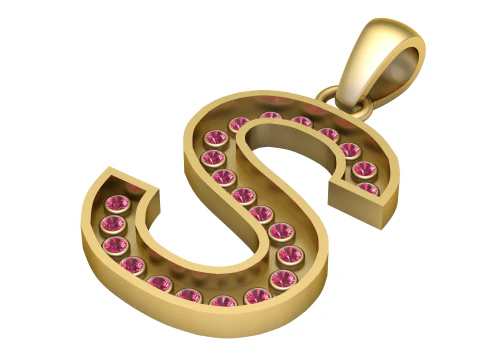 S ALFABETOS PINGENTE DE OURO 3D IMPRIM&iacute;VEL MODELO Modelo de Impressão 3D