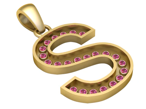 S ALFABETOS PINGENTE DE OURO 3D IMPRIM&iacute;VEL MODELO Modelo de Impressão 3D